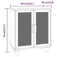 Thumbnail for Sideboard Schwarz 60x30x70cm Massivholz Kiefer und Natur-Rattan