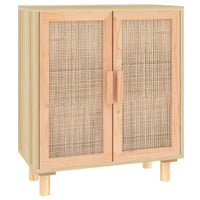 Thumbnail for Sideboard Braun 60x30x70 cm Massivholz Kiefer und Natur-Rattan