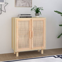 Thumbnail for Sideboard Braun 60x30x70 cm Massivholz Kiefer und Natur-Rattan