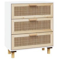 Thumbnail for Sideboard Weiß 60x30x70 cm Massivholz Kiefer und Natur-Rattan