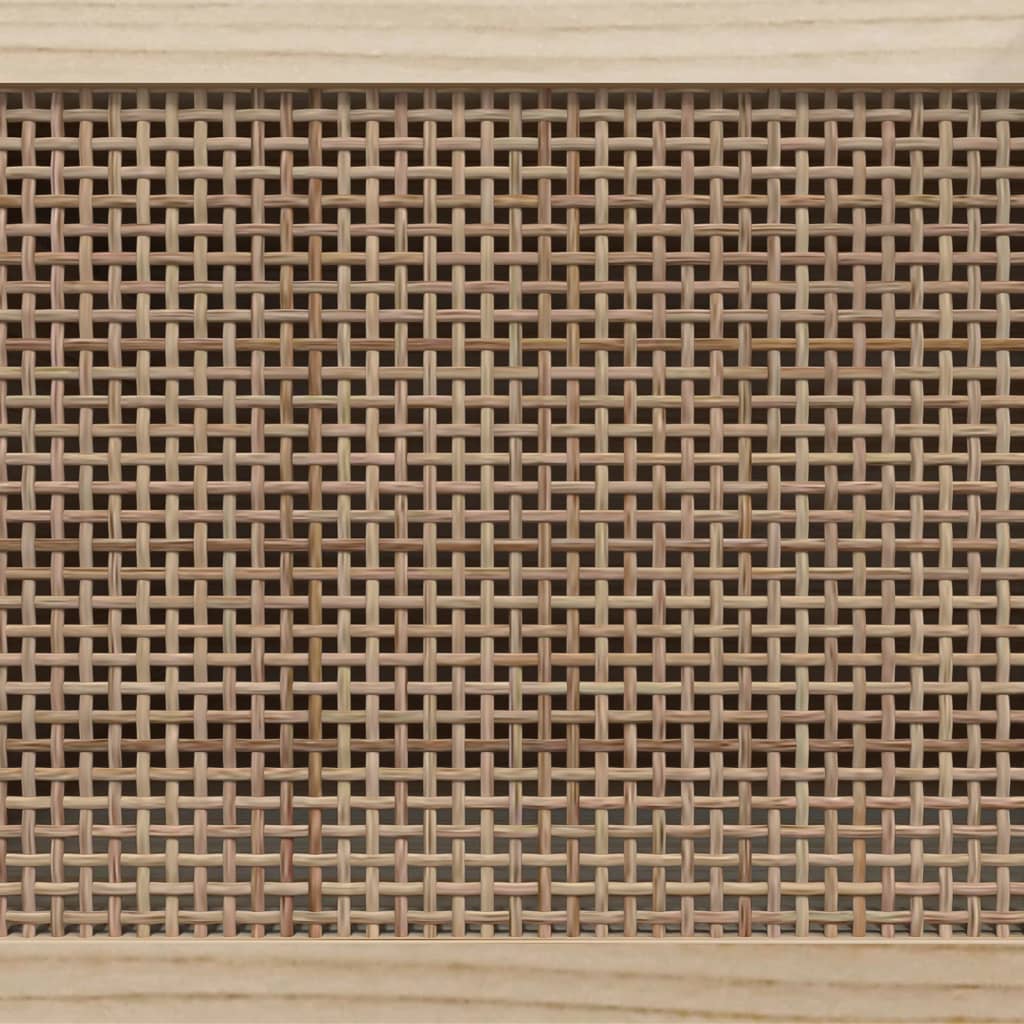 Sideboard Weiß 60x30x70 cm Massivholz Kiefer und Natur-Rattan