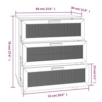 Thumbnail for Sideboard Schwarz 60x30x70cm Massivholz Kiefer und Natur-Rattan