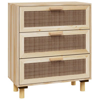 Thumbnail for Sideboard Braun 60x30x70 cm Massivholz Kiefer und Natur-Rattan