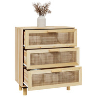 Thumbnail for Sideboard Braun 60x30x70 cm Massivholz Kiefer und Natur-Rattan