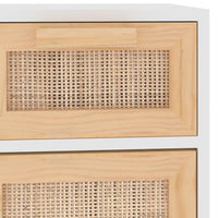 Thumbnail for Sideboard Weiß 60x30x75 cm Massivholz Kiefer und Natur-Rattan