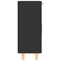 Thumbnail for Sideboard Schwarz 60x30x75cm Massivholz Kiefer und Natur-Rattan