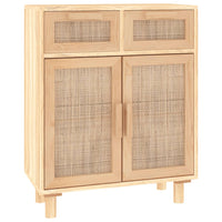 Thumbnail for Sideboard Braun 60x30x75 cm Massivholz Kiefer und Natur-Rattan