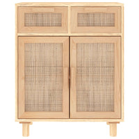 Thumbnail for Sideboard Braun 60x30x75 cm Massivholz Kiefer und Natur-Rattan