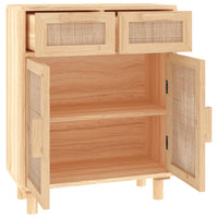 Thumbnail for Sideboard Braun 60x30x75 cm Massivholz Kiefer und Natur-Rattan