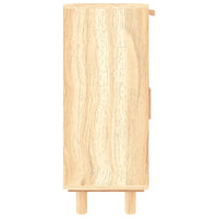 Thumbnail for Sideboard Braun 60x30x75 cm Massivholz Kiefer und Natur-Rattan