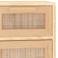 Thumbnail for Sideboard Braun 60x30x75 cm Massivholz Kiefer und Natur-Rattan