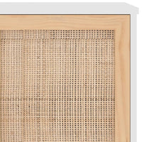 Thumbnail for Sideboard Weiß 105x30x60 cm Massivholz Kiefer und Natur-Rattan