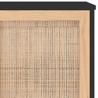 Thumbnail for Sideboard Schwarz 105x30x60 cm Massivholz Kiefer Natur-Rattan