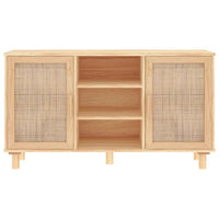 Thumbnail for Sideboard Braun 105x30x60 cm Massivholz Kiefer und Natur-Rattan