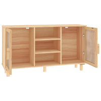 Thumbnail for Sideboard Braun 105x30x60 cm Massivholz Kiefer und Natur-Rattan