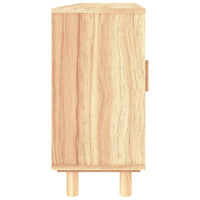 Thumbnail for Sideboard Braun 105x30x60 cm Massivholz Kiefer und Natur-Rattan