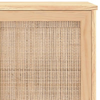 Thumbnail for Sideboard Braun 105x30x60 cm Massivholz Kiefer und Natur-Rattan