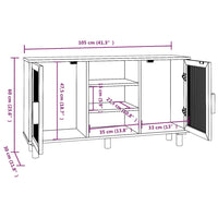 Thumbnail for Sideboard Braun 105x30x60 cm Massivholz Kiefer und Natur-Rattan