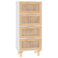 Thumbnail for Sideboard Weiß 40x30x90 cm Massivholz Kiefer und Natur-Rattan