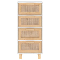 Thumbnail for Sideboard Weiß 40x30x90 cm Massivholz Kiefer und Natur-Rattan