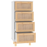 Thumbnail for Sideboard Weiß 40x30x90 cm Massivholz Kiefer und Natur-Rattan