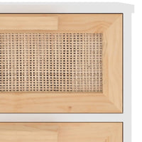 Thumbnail for Sideboard Weiß 40x30x90 cm Massivholz Kiefer und Natur-Rattan