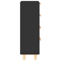 Thumbnail for Sideboard Schwarz 40x30x90cm Massivholz Kiefer und Natur-Rattan