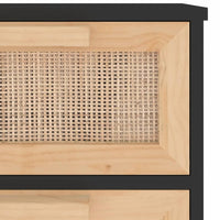 Thumbnail for Sideboard Schwarz 40x30x90cm Massivholz Kiefer und Natur-Rattan