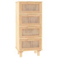 Thumbnail for Sideboard Braun 40x30x90 cm Massivholz Kiefer und Natur-Rattan