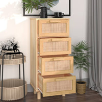 Thumbnail for Sideboard Braun 40x30x90 cm Massivholz Kiefer und Natur-Rattan