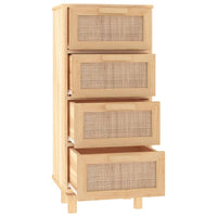 Thumbnail for Sideboard Braun 40x30x90 cm Massivholz Kiefer und Natur-Rattan