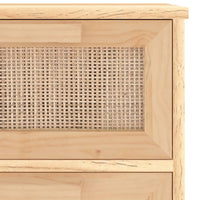 Thumbnail for Sideboard Braun 40x30x90 cm Massivholz Kiefer und Natur-Rattan