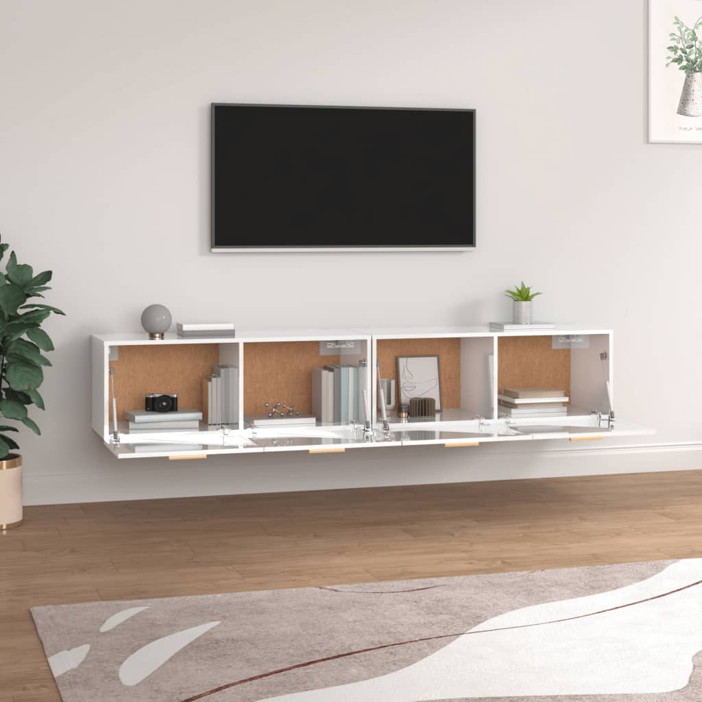 Wandschränke 2 Stk. Hochglanz-Weiß 100x36,5x35 cm Holzwerkstoff