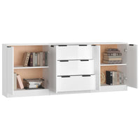 Thumbnail for 3-tlg. Sideboard-Set Hochglanz-Weiß Holzwerkstoff