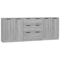 Thumbnail for 3-tlg. Sideboard Grau Sonoma Eiche-Optik Holzwerkstoff