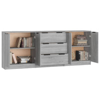 Thumbnail for 3-tlg. Sideboard Grau Sonoma Eiche-Optik Holzwerkstoff