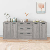 Thumbnail for 3-tlg. Sideboard Grau Sonoma Eiche-Optik Holzwerkstoff