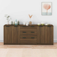Thumbnail for 3-tlg. Sideboard Braun Eiche-Optik Holzwerkstoff