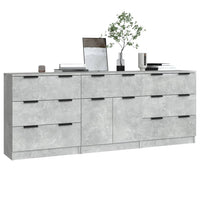 Thumbnail for 3-tlg. Sideboard-Set Betongrau Holzwerkstoff