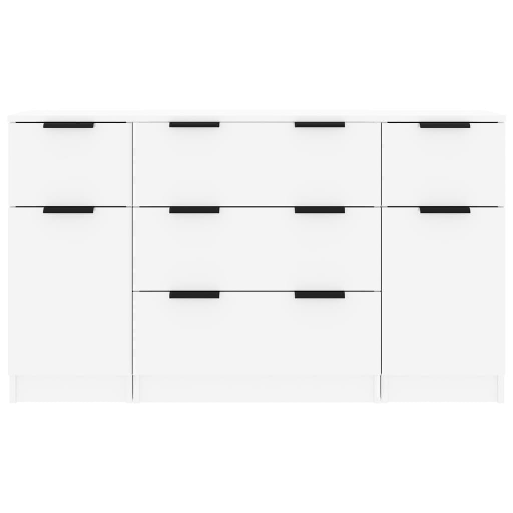 3-tlg. Sideboard-Set Hochglanz-Weiß Holzwerkstoff