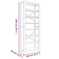 Thumbnail for Bücherregal 7 Böden 80x30x200 cm Massivholz Akazie