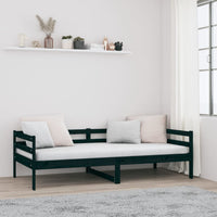 Thumbnail for Tagesbett Schwarz 90x190 cm Massivholz Kiefer