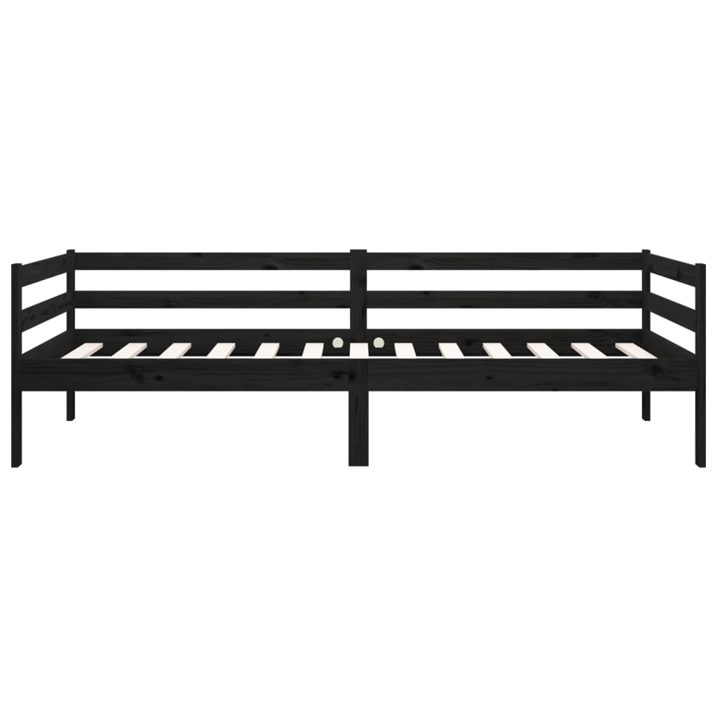 Tagesbett Schwarz 90x190 cm Massivholz Kiefer