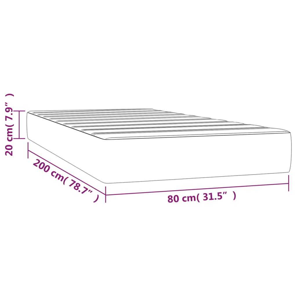 Taschenfederkernmatratze Grau 80x200x20 cm Kunstleder