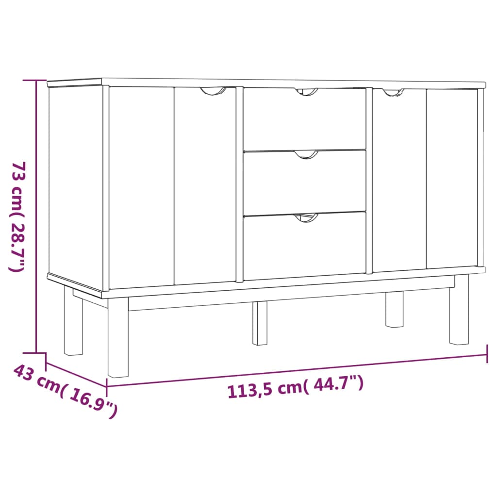 Sideboard OTTA 113,5x43x73 cm Massivholz Kiefer