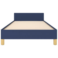 Thumbnail for Bettgestell mit Kopfteil Blau 90x200 cm Stoff