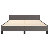 Thumbnail for Bettgestell mit Kopfteil Grau 140x190 cm Kunstleder