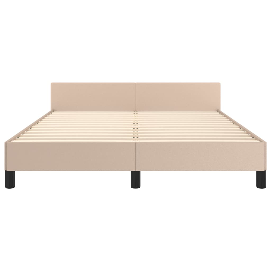 Bettgestell mit Kopfteil Cappuccino-Braun 140x190 cm Kunstleder