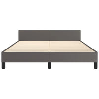 Thumbnail for Bettgestell mit Kopfteil Grau 140x200 cm Kunstleder