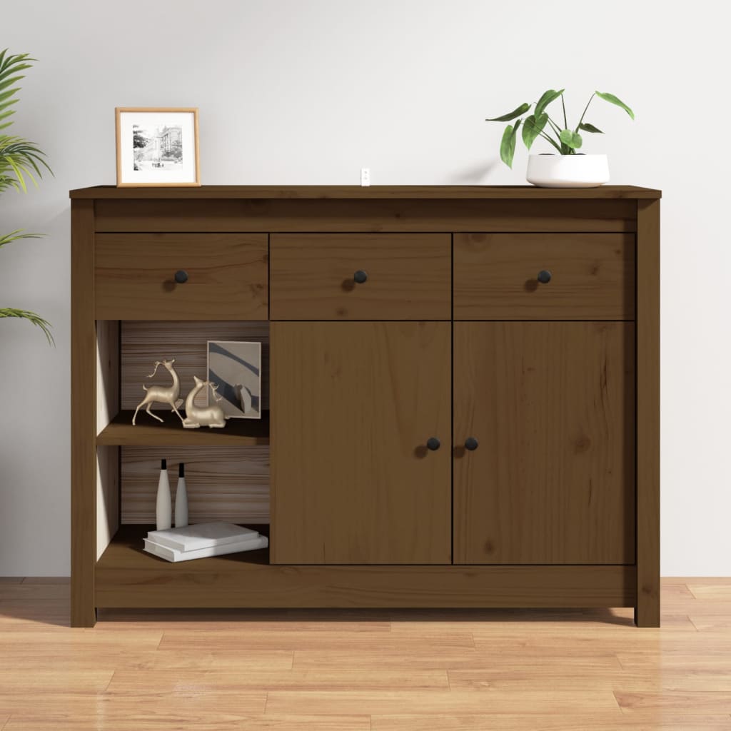 Sideboard Honigbraun 100x35x74 cm Massivholz Kiefer